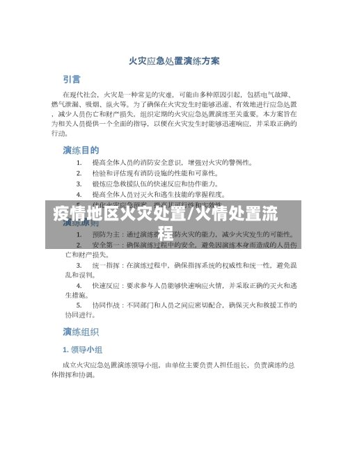 疫情地区火灾处置/火情处置流程
