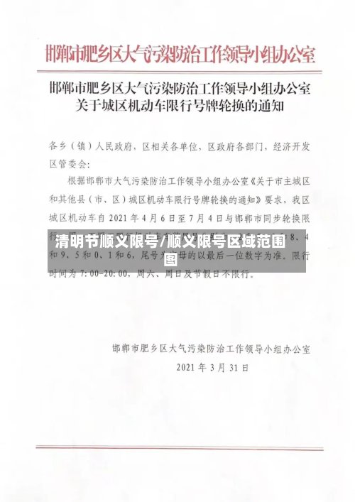 清明节顺义限号/顺义限号区域范围图