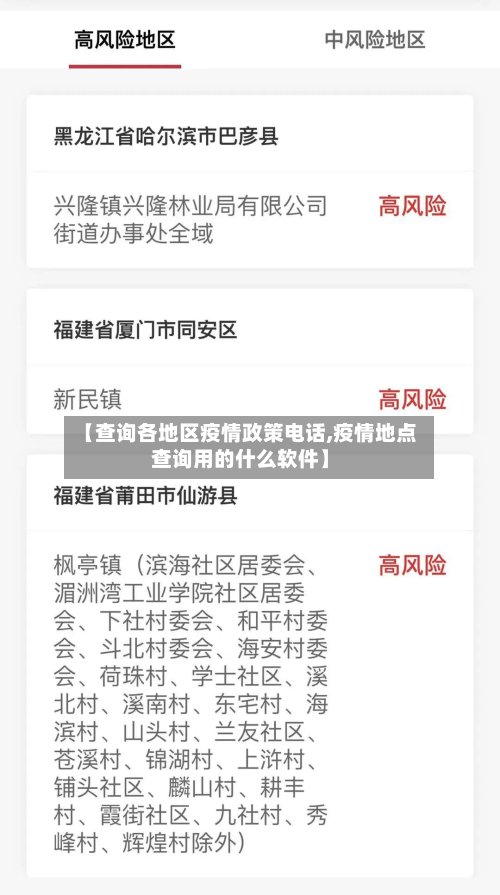 【查询各地区疫情政策电话,疫情地点查询用的什么软件】