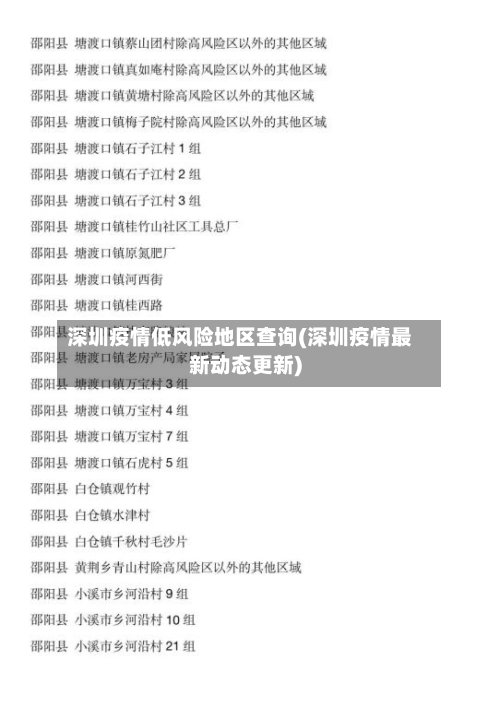 深圳疫情低风险地区查询(深圳疫情最新动态更新)